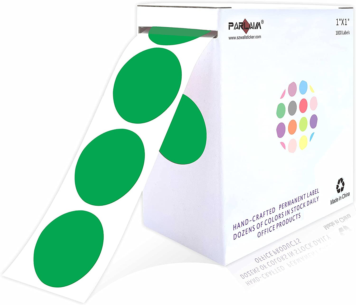 1" Round Color-Coding Dot Labels, 1000 Stickers on a Roll