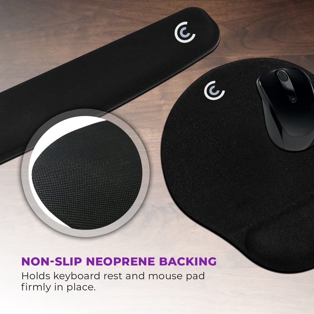 4pc Premium Wrist Rests for Keyboard and Mouse Pad Set - Memory Foam Cushion,...