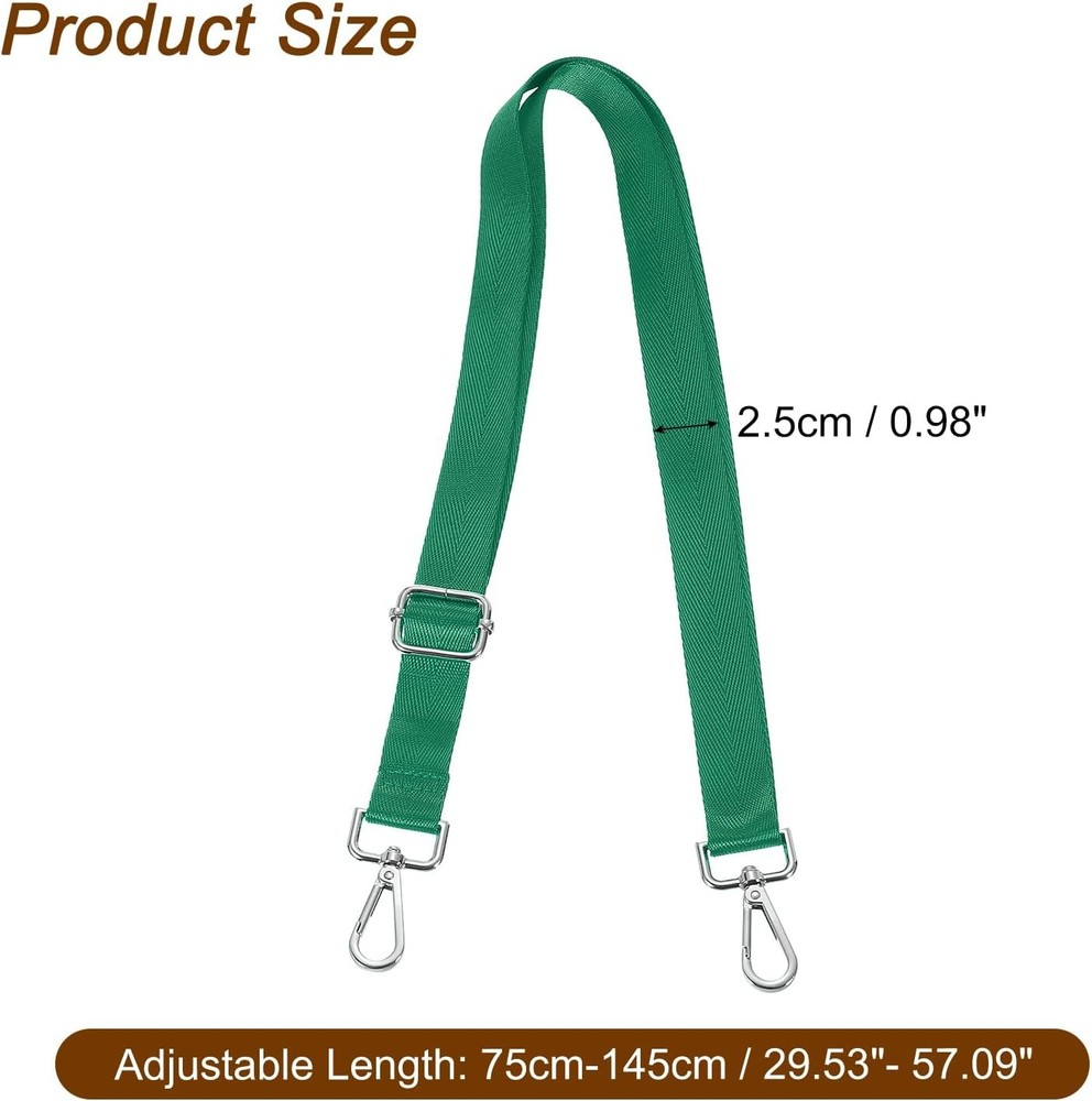 uxcell Wide Shoulder Strap, 2.5cm Adjustable Purse Strap Replacement Green