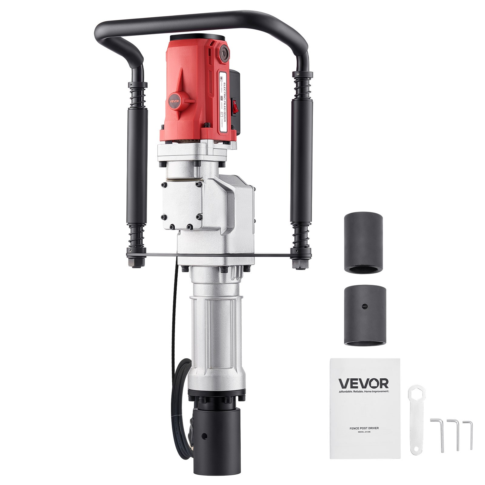 VEVOR Electric T Post Driver 2200W Handheld Pounder with Two Sleeves Fence Farm