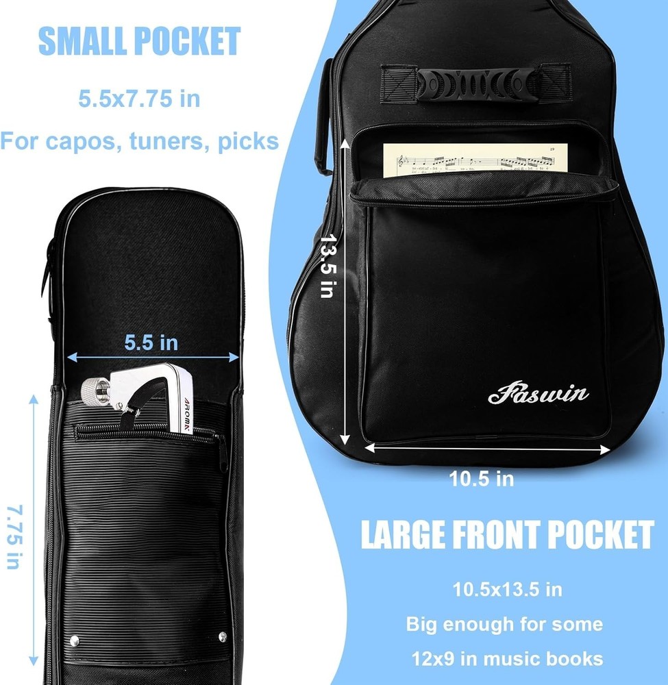 Rugged Acoustic Guitar Gig Bag with Protective Padding & Multiple Compartments