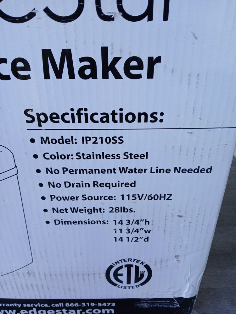 EdgeStar Portable Ice Cube Maker Machine Countertop IP210SS, Drainless