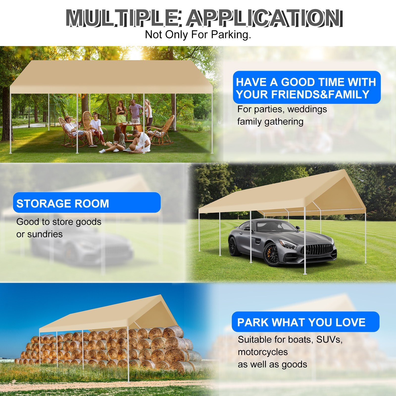 12x20 Carport Canopy Shelter Garage Heavy Duty Outdoor Tent