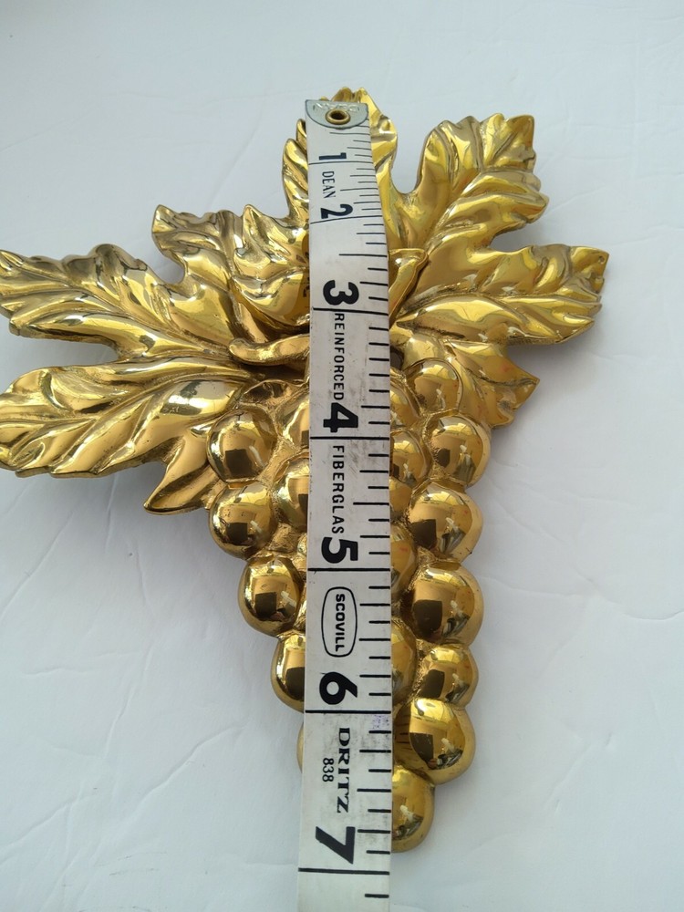 Curtain Tie Backs Pair (2) Brass 7" Wall Mount Leaf Grape Clusters New
