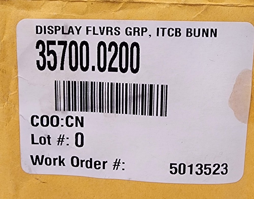 Bunn 35700.0200 Display, Flavors Group, ITCB