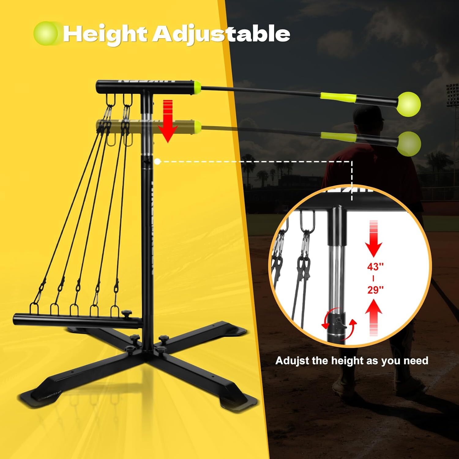 Baseball Softball Swing Trainer Aid, Adjustable Baseball Training Equipment