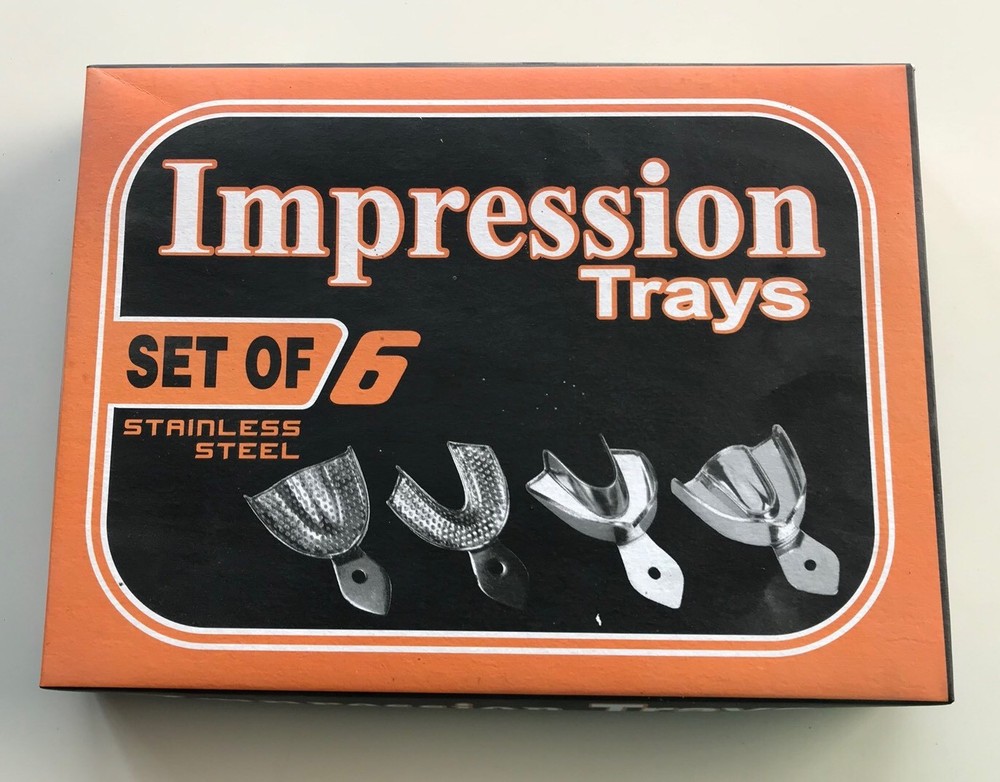 6 Dental Impression Trays set Solid Denture Instruments