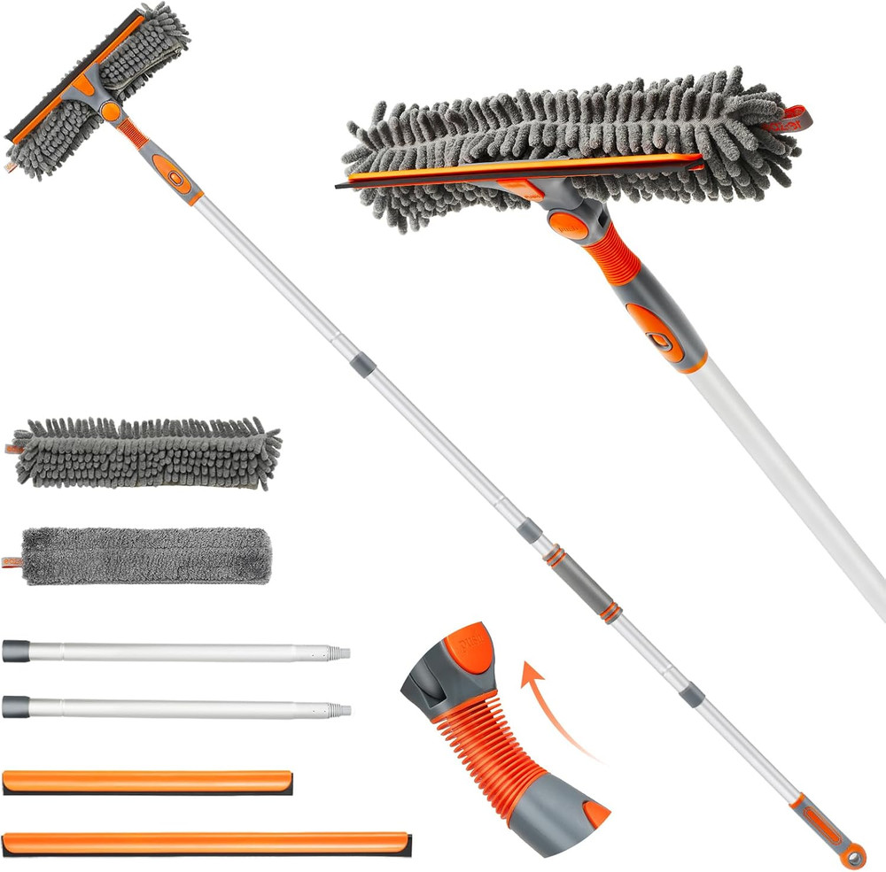 Eazer 89'' Squeegee Window Cleaner 2 in 1 Rotatable Window Cleaning Tool Kit wit