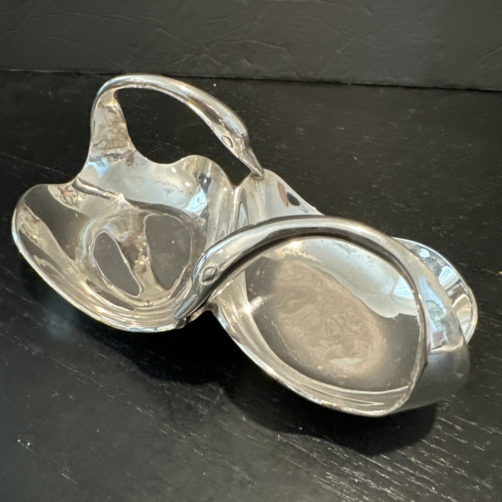 VTG Silver Plated Double Swan Trinket Dish Candy Bowl Ashtray