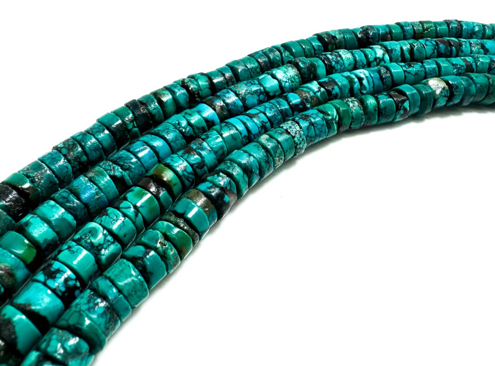 Natural Blue Turquoise Rondelle Smooth Round Gemstone Beads - RD09