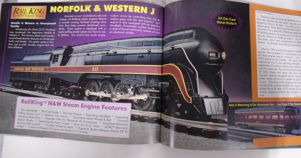 MTH ELETRIC TRAINS SPRING 1996 CATALOG & PRICE GUIDE