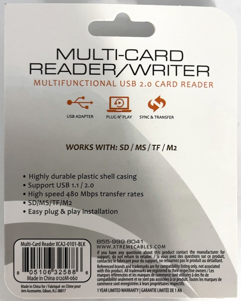 XTreme Tech Multi Card Reader Writer USB 2.0 Secure Digital Multifunctional SD