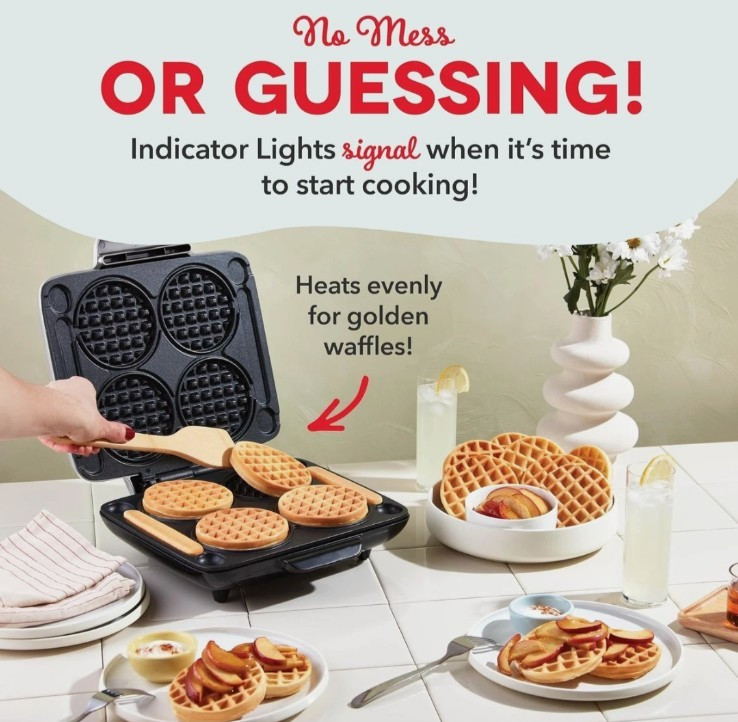 DASH Multi Mini Waffle Maker - Four 4” Molds, Nonstick Graphite