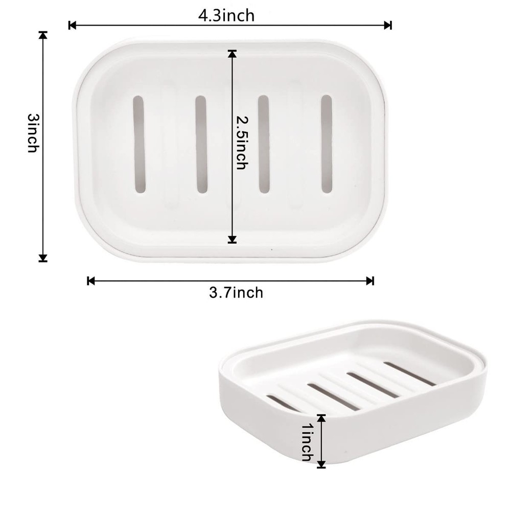 4 Pack Plastic Soap Dish, Soap Container, Double Layer Draining Soap Holder f...