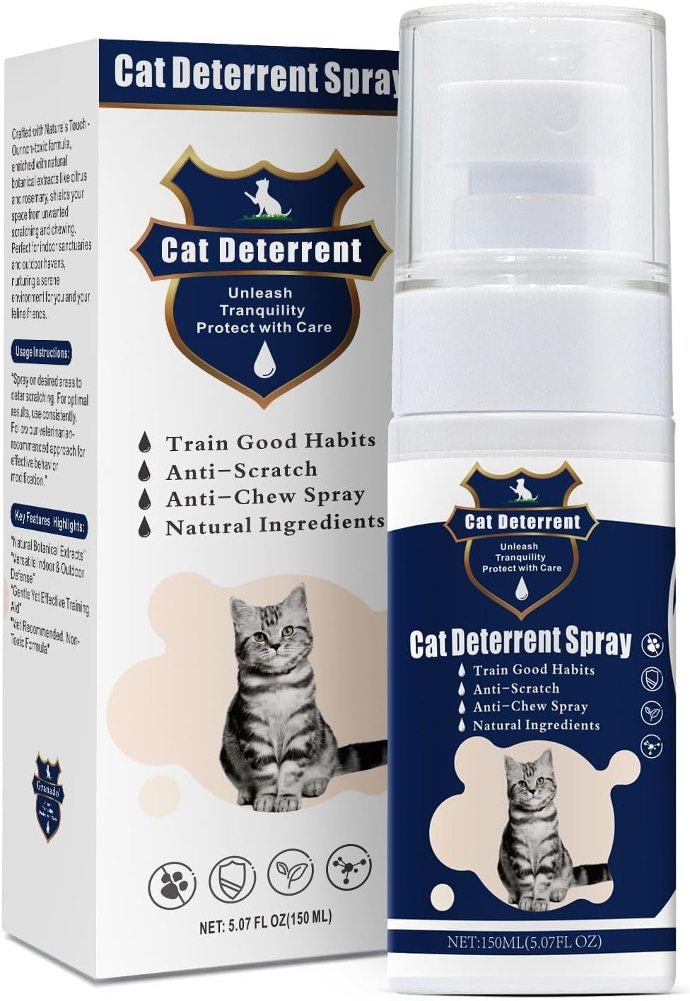 Cat Scratch Deterrent Spray Non-Toxic Stop Scratching Training Aid Natural 5oz