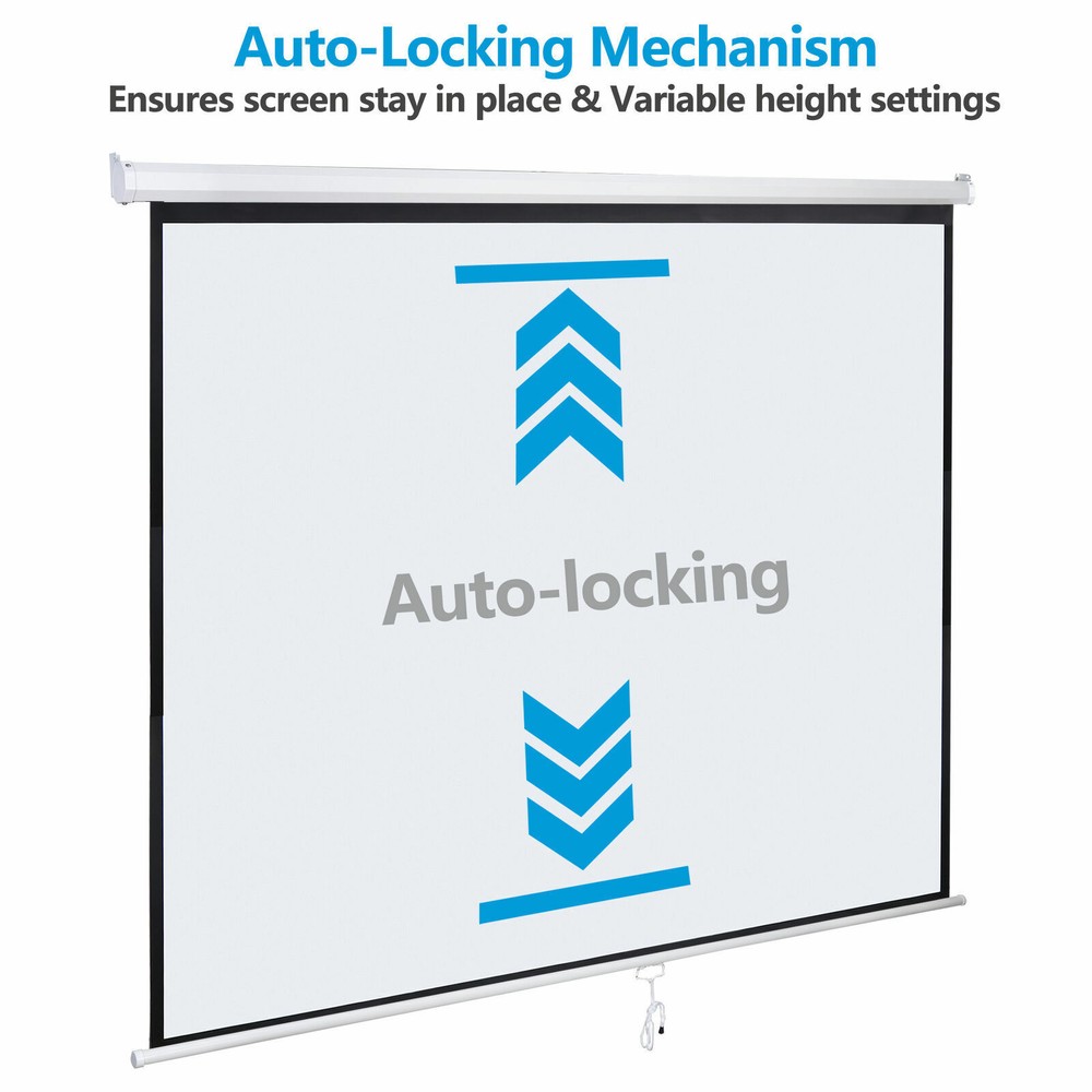 Matte 120" Projection Screen 84" x 84" Manual Pull Down Projector 160°View Angle