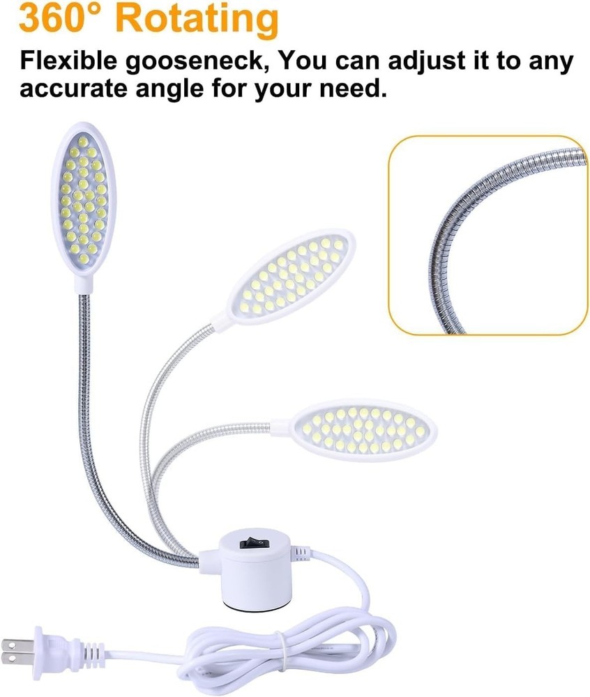 Sewing Machine Light with Rotation and Dimmable, Portable Work Light with Fle...