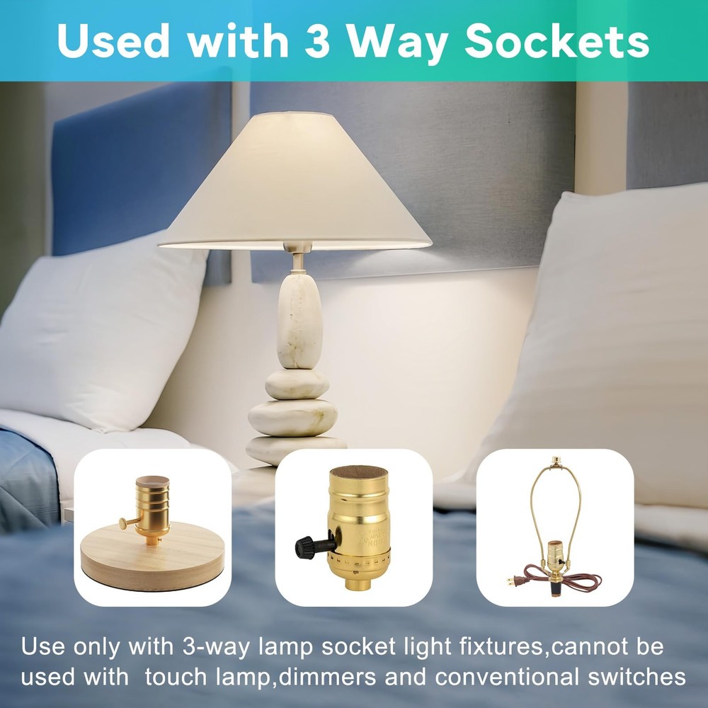 3 Way LED Light Bulbs 50 100 150W Equivalent, Daylight 2 Pack,