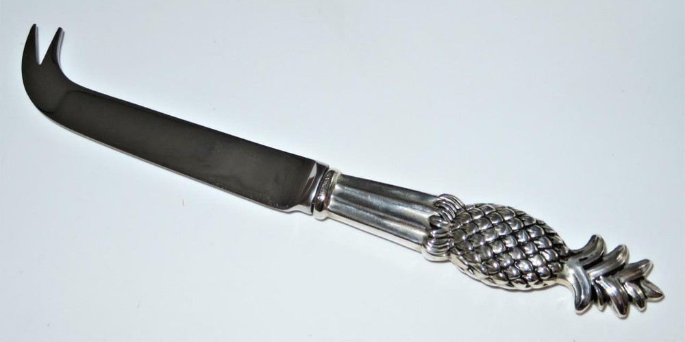 Godinger Silver Plated Pineapple Green Marble Cheese Cutting Board w/ Knife 13"