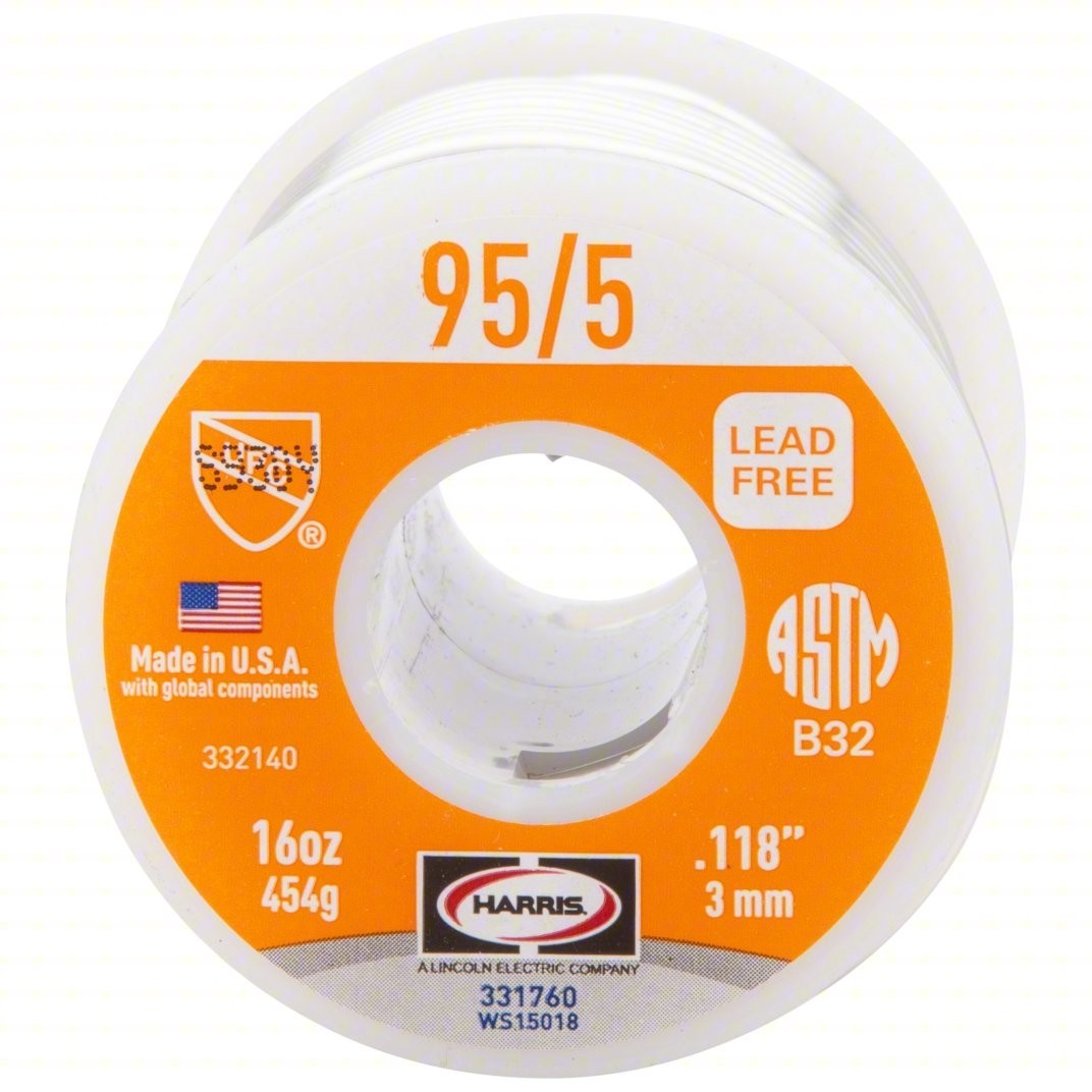 4 Pack - Harris 331760 95/5 Lead-Free Solid Wire Solder, 1 lb Spools