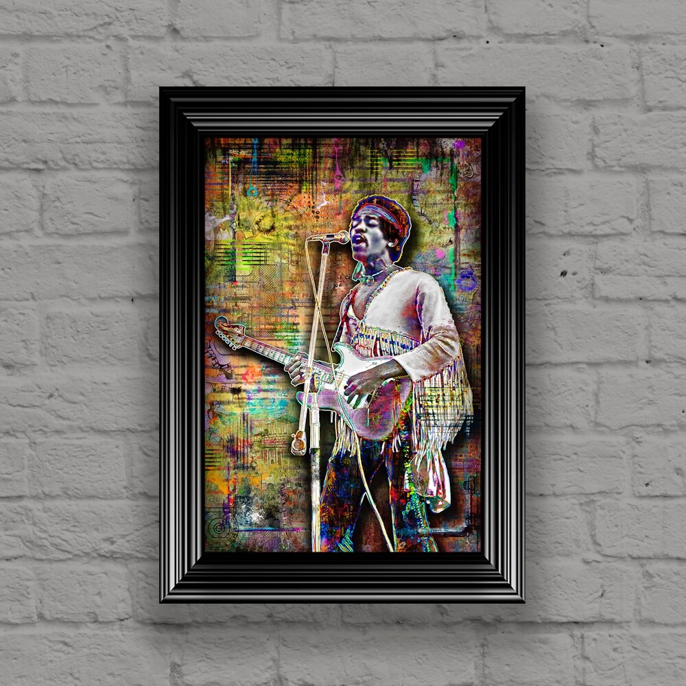 Jimi Hendrix 16x20in Poster, Jimi Hendrix Guitar Tribute Print Free Shipping US