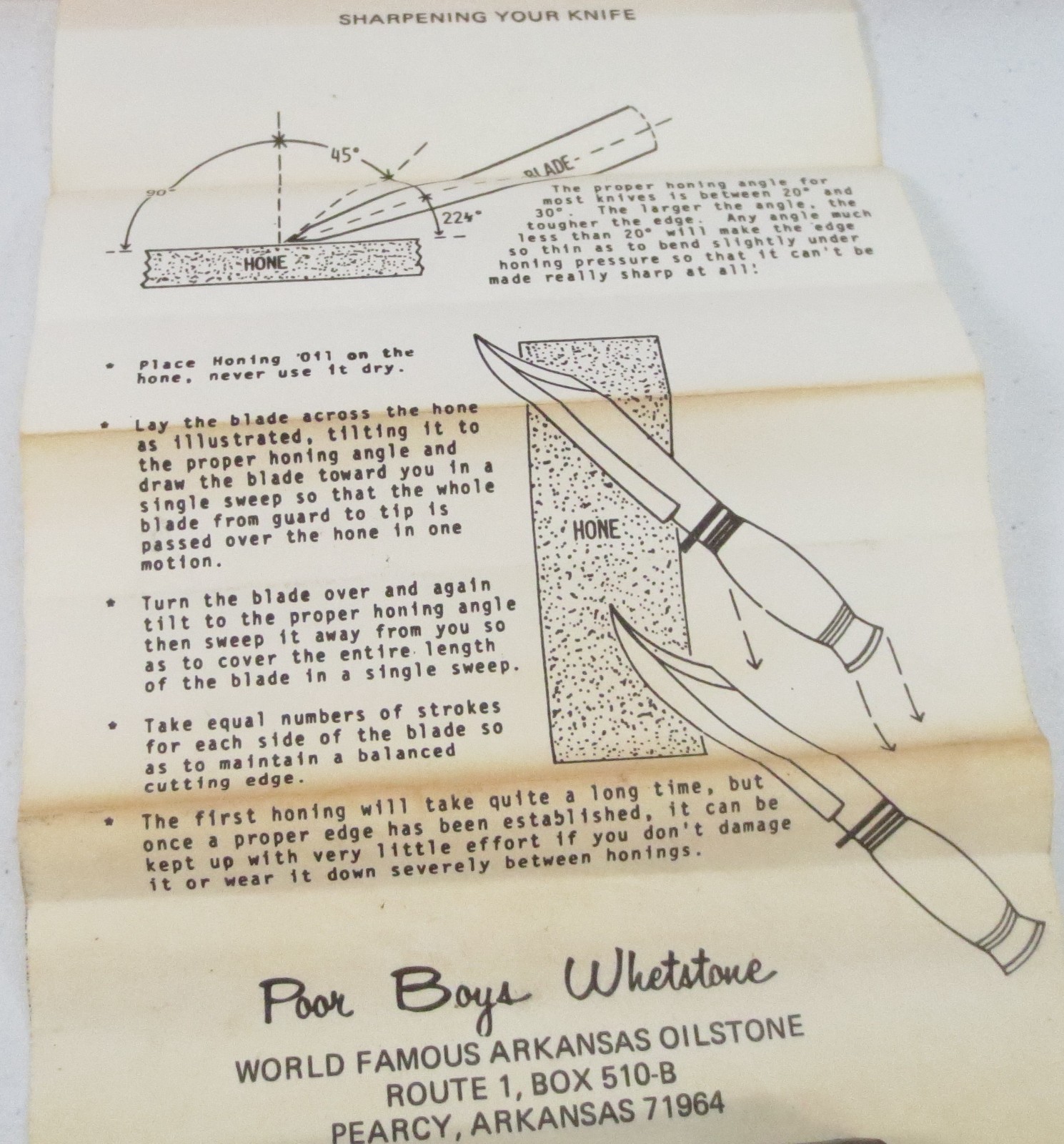 Vintage Poor Boys Whetstone Arkansas Oilstone 8 inch Sharpening Stone w Cedar Bo