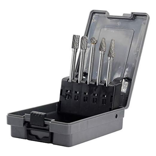 Carbide Burrs Set - 5pcs diameter Extended Long Double Cut Solid Carbide