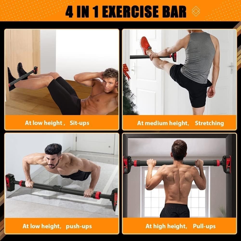 Pull Up Bar for Doorways with Level Meter and Adjustable Width Strength Training