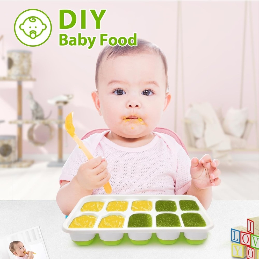 Versatile Stackable Ice Cube Tray Set with Spill-Proof Lids - 4 Silicone Trays