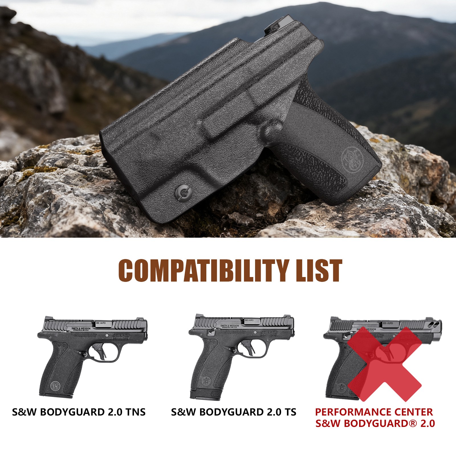 IWB Kydex Holster for S&W Bodyguard 2.0 Concealed Carry, Right Hand