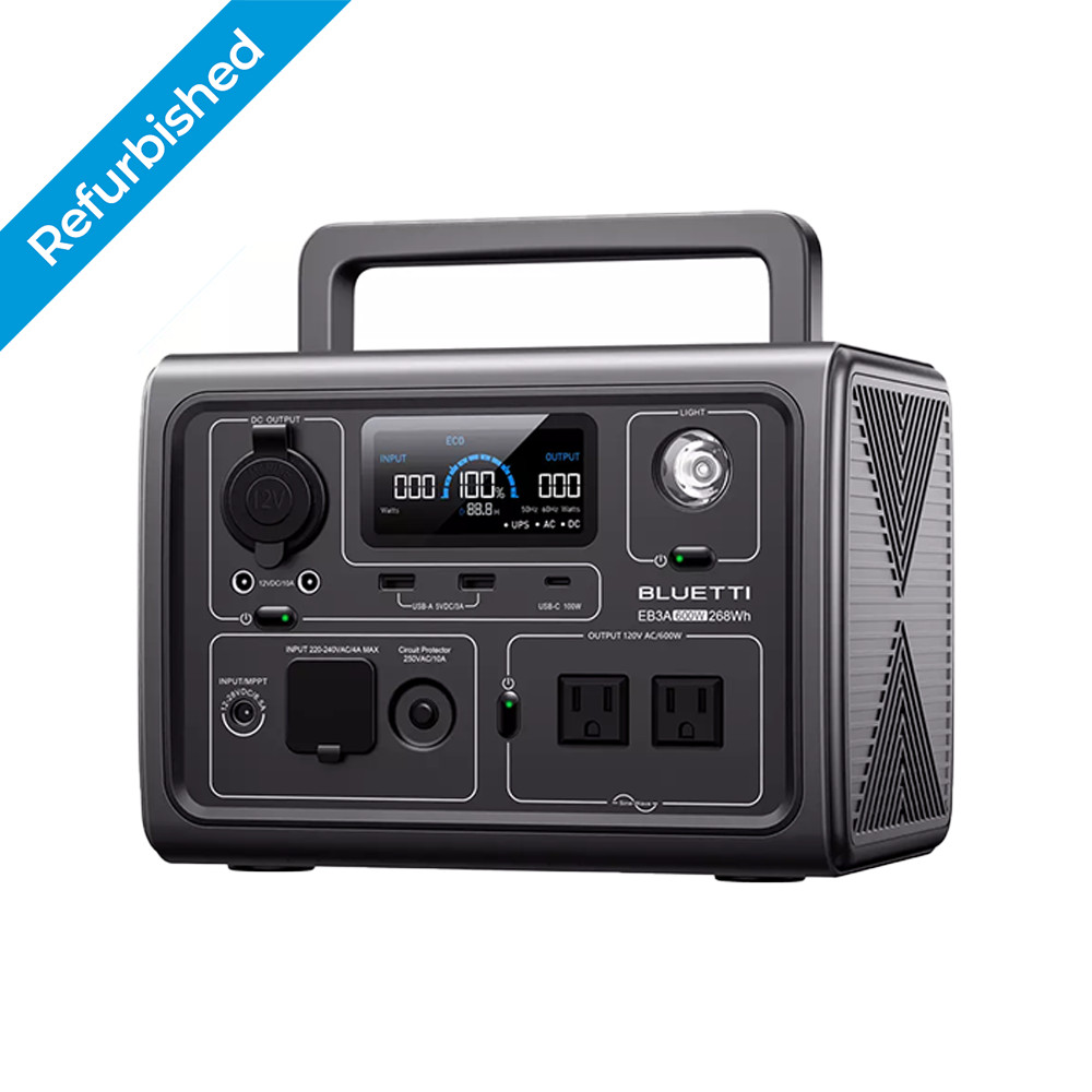 BLUETTI EB3A 600W 268Wh Portable Power Station LiFePO4 Certified Refurbished