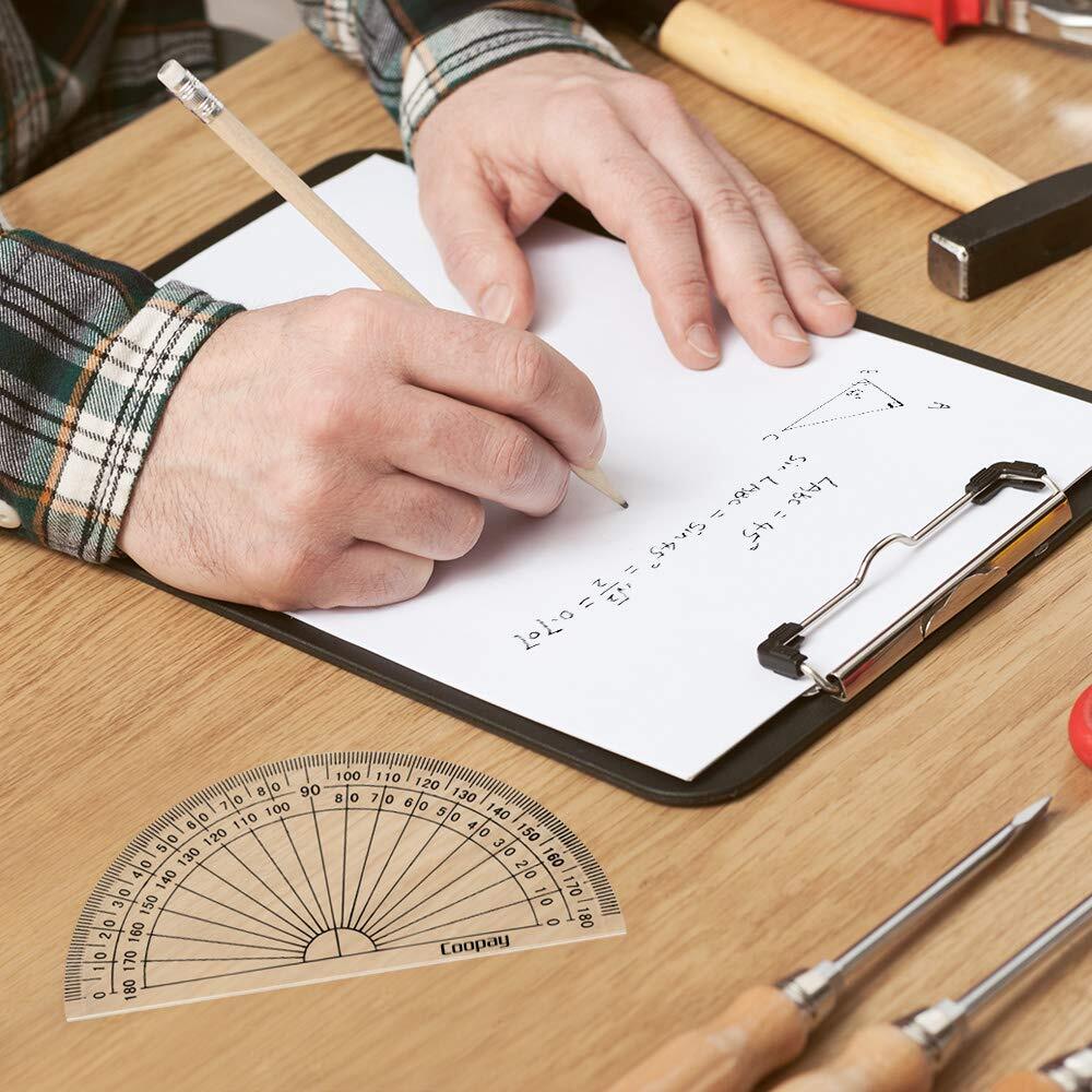 24 Pack Plastic Protractors Student Math Clear Protractor Set 180 Degrees for...
