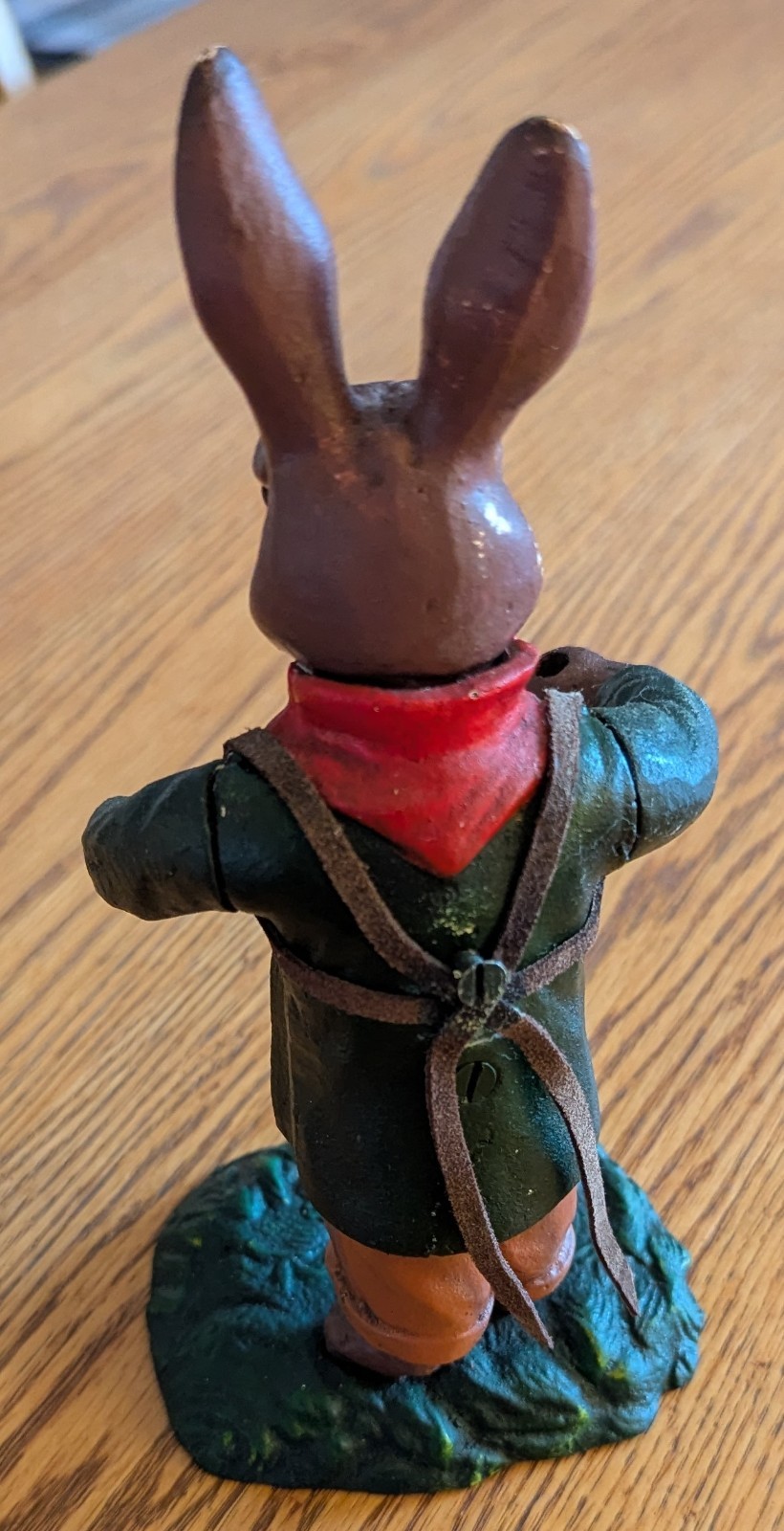 Vintage Cast Iron Door Stop Garden Figurine Rabbit Painted Bunny Easter 9"