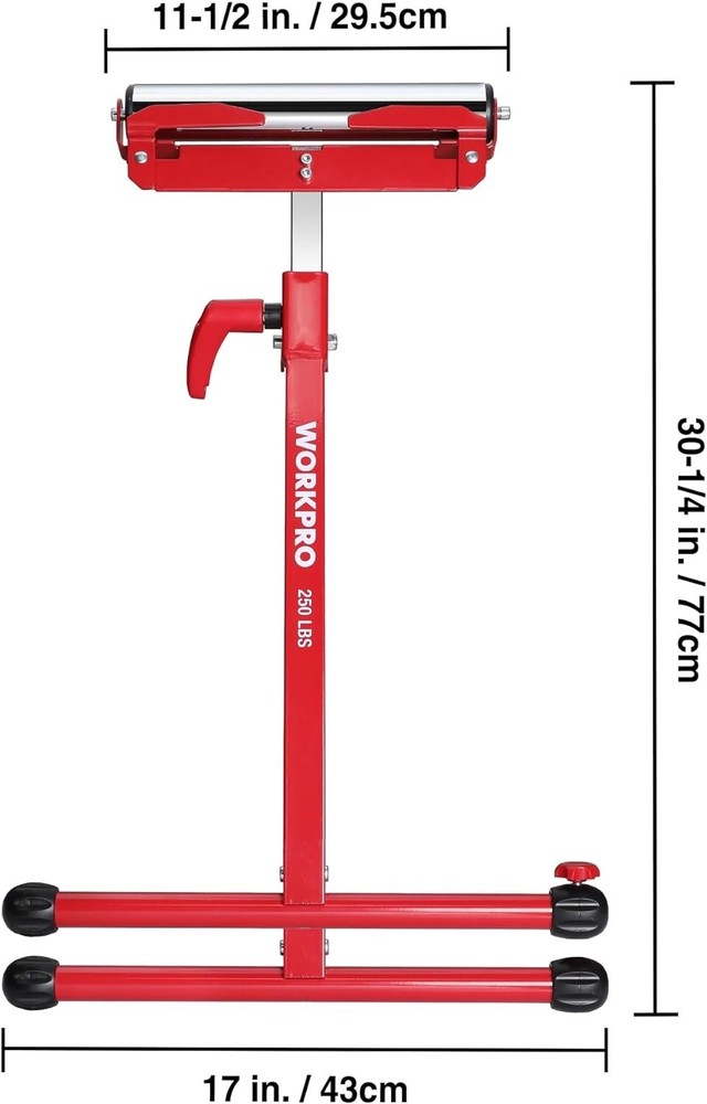 WORKPRO Folding Roller Stand Height Adjustable Heavy Duty 250LB Load Capacity US