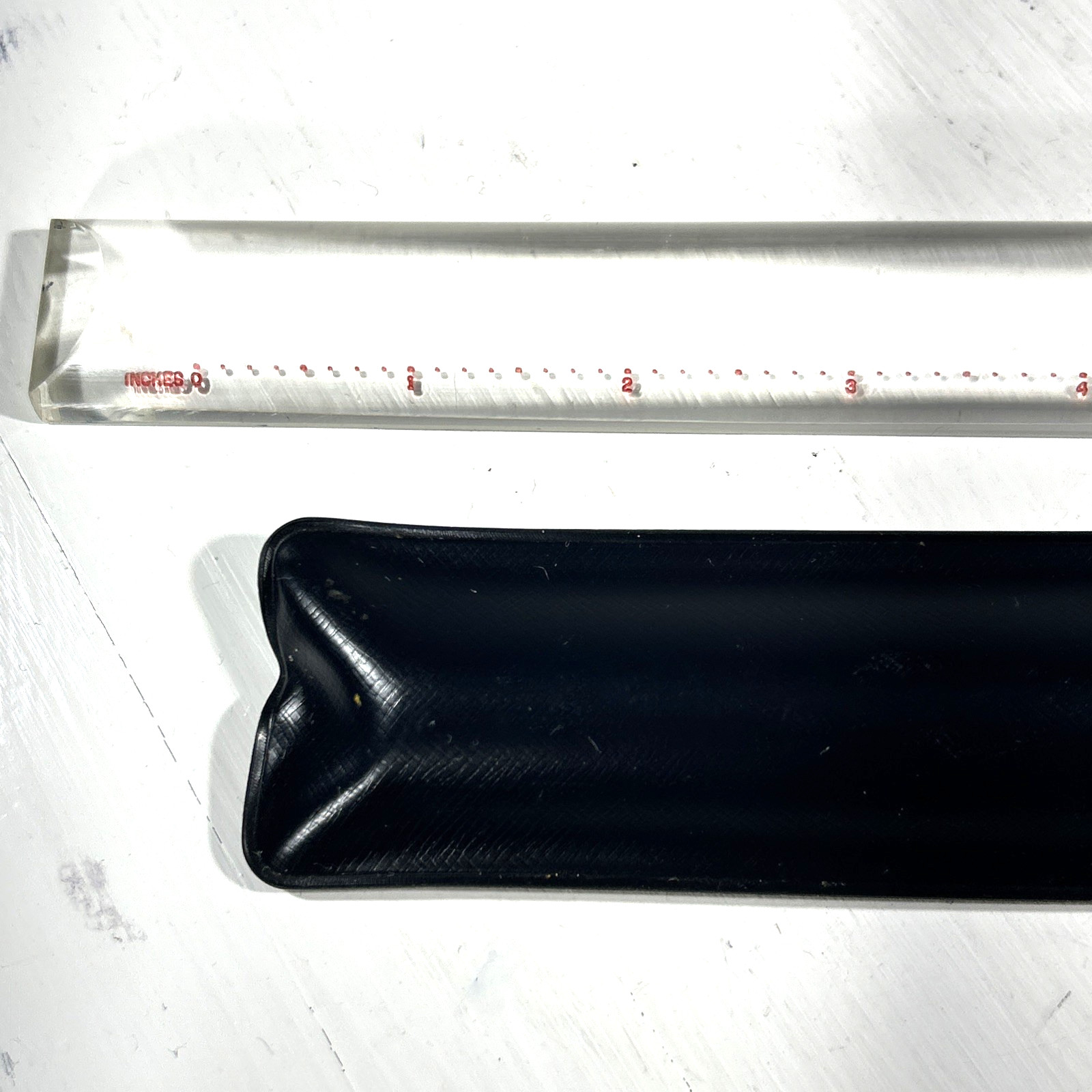 Vintage Bausch & Lomb Acrylic Magnifying Magnifier Measuring Ruler with Case 12”