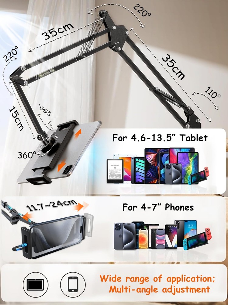 Foldable Tablet Stand, Tablet Mount Adjustable for Bed,Universal Flexible Hol...