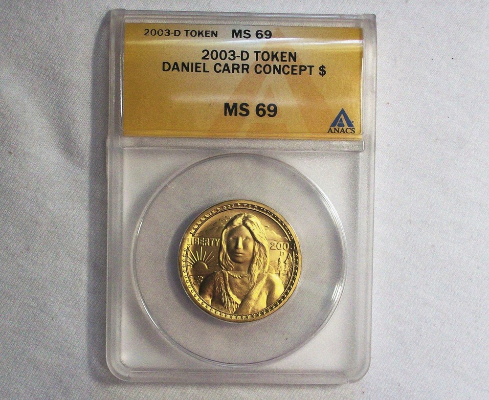 Daniel Carr - 2003 D Sacagawea prototype -Reverse, without "Peace," Brass, MS 69