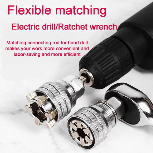 Adjustable Universal Socket Wrench Tool Set - Multi-Function 10mm-19mm Black