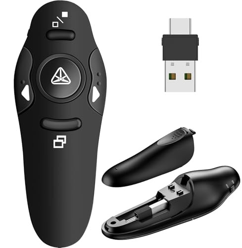 Presentation Remote Clicker, USB A & USB C Wireless Presenter for Classic