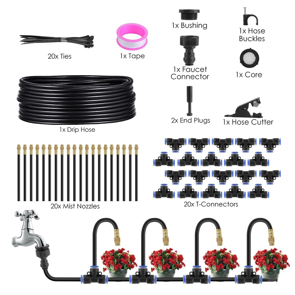 360° Automatic Watering Misting Set Drip Irrigation System 5/16”Faucet Connector