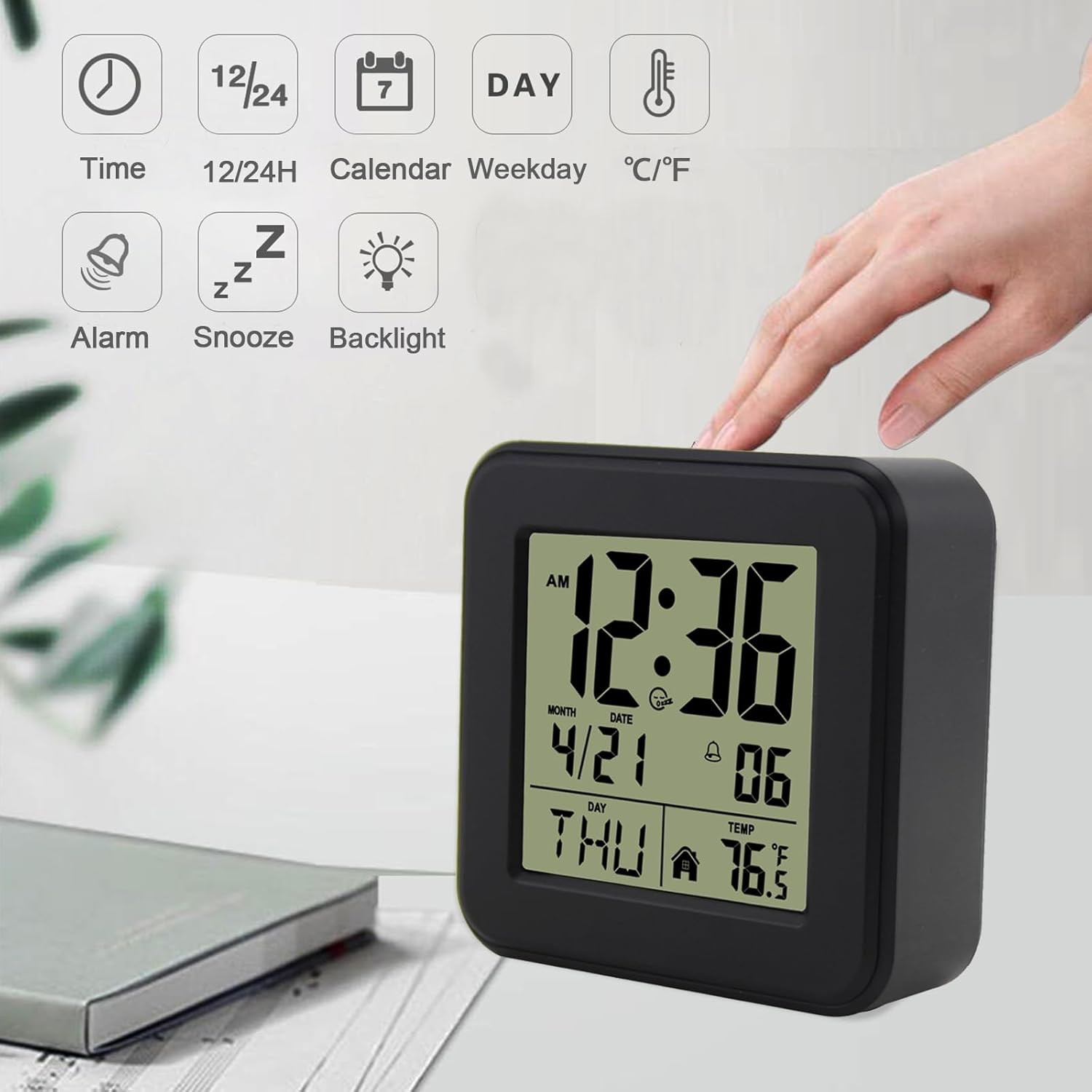 Small Digital Alarm Clock Battery Operated with Backlight for Bedroom Kids Room
