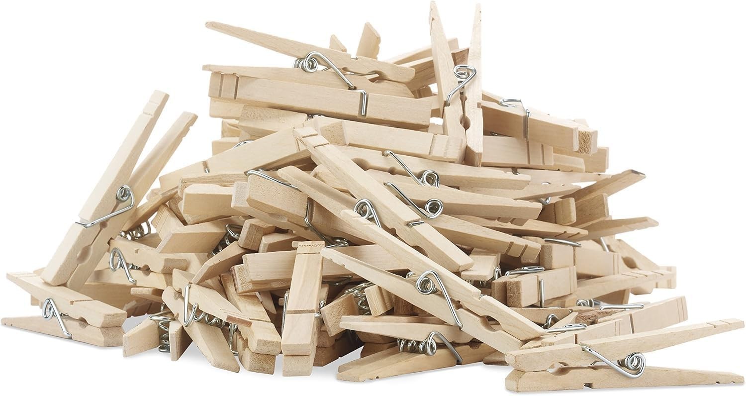 50 Pack Wooden Clothespins Natural Wood Clothes Pins for Hanging and Crafts
