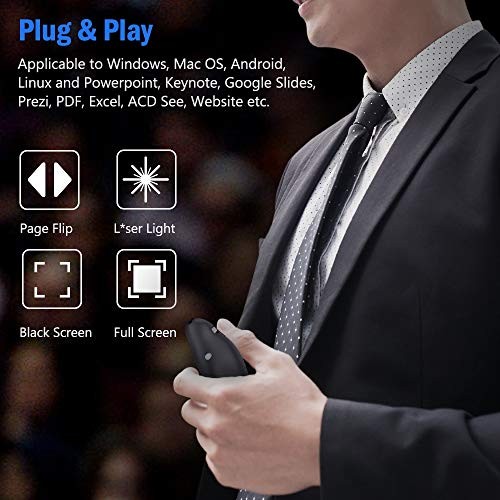 Presentation Remote Clicker, USB A & USB C Wireless Presenter for Classic