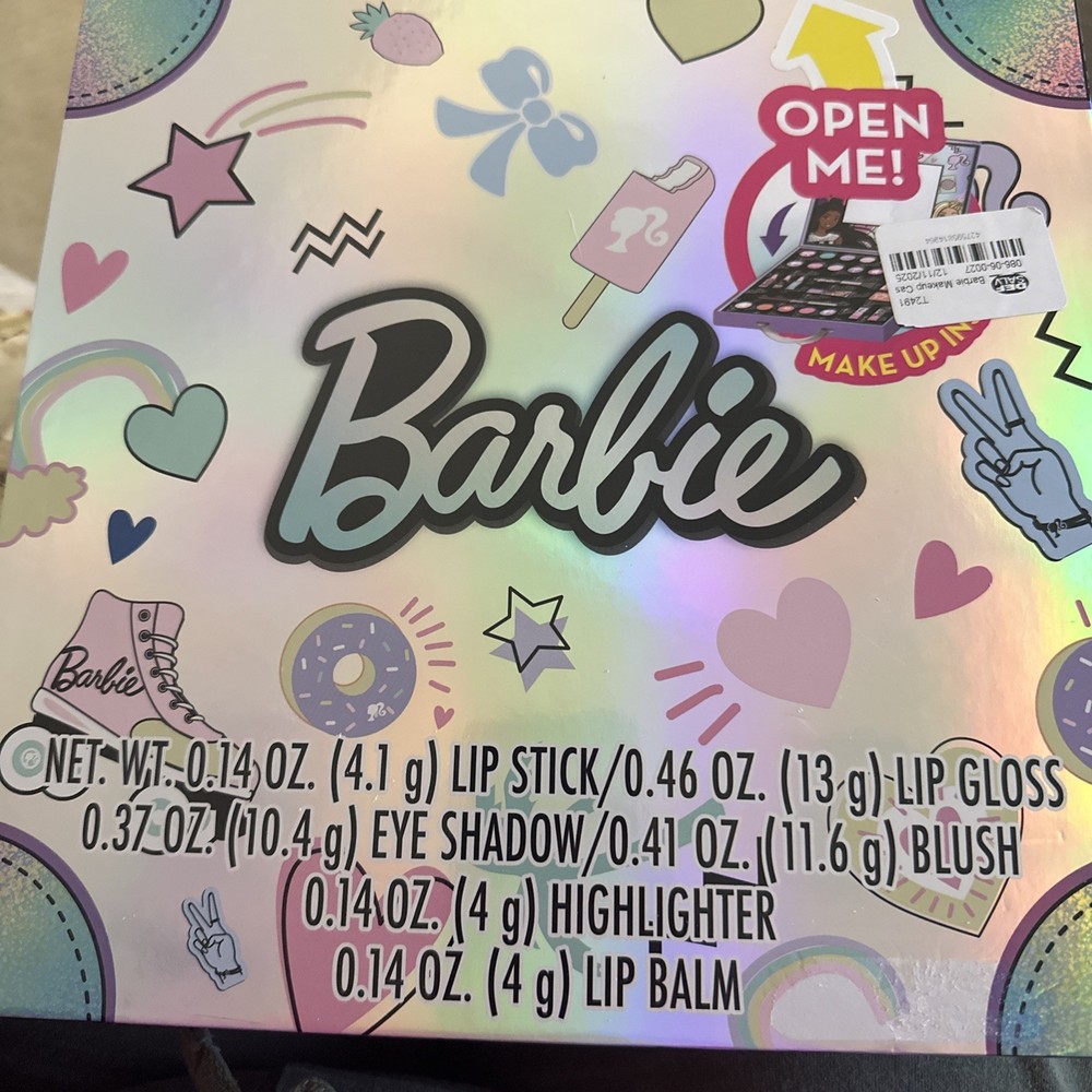 NIB Barbie Train Case Iridescent Large Makeup Set-