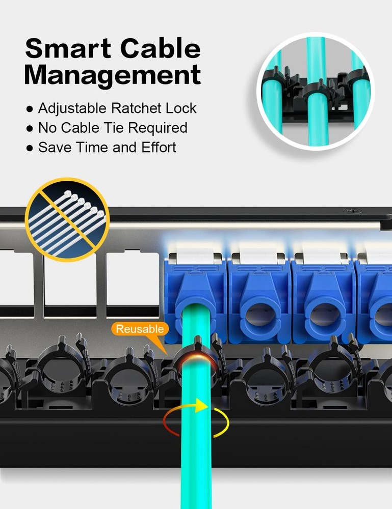 Patch Panel 12 Port Blank Keystone Patch Panel STP&UTP Compatible with LC/SC/...