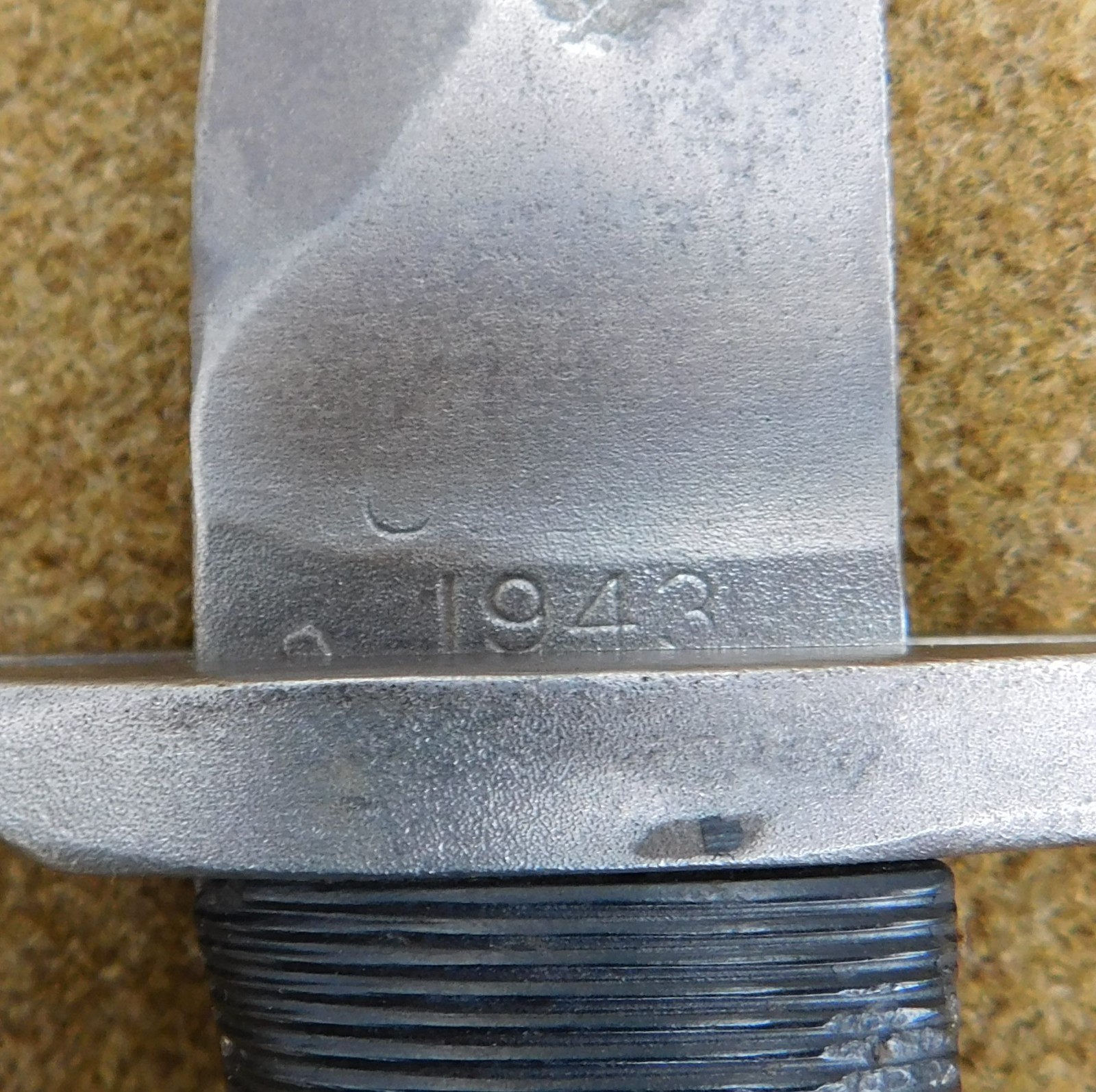 ORIGINAL WWII U.S. M-1 GARAND BAYONET CONVERTED TO FIGHTING KNIFE DATED 1943