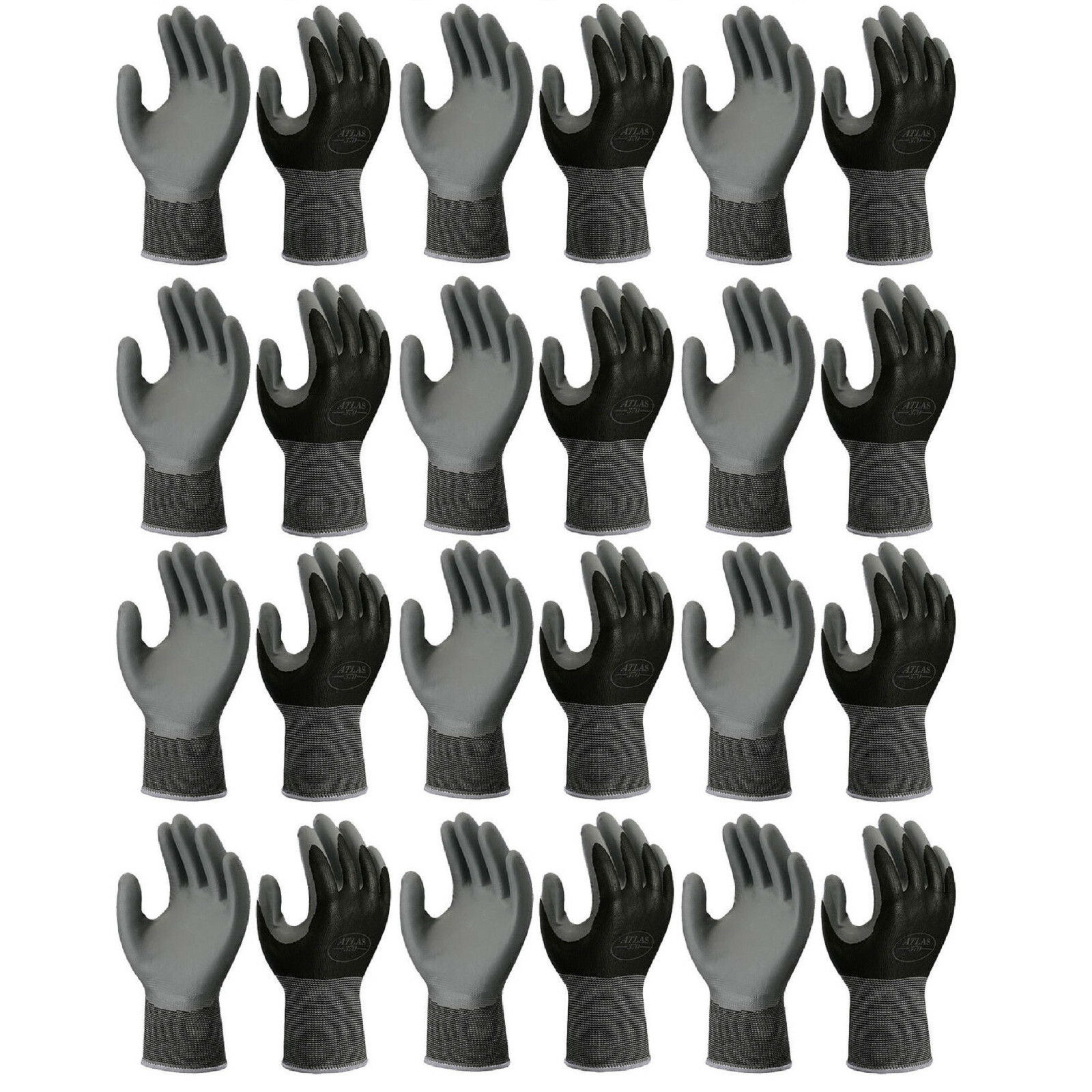 SHOWA ATLAS FIT 370 BLACK NITRILE COATED GARDENING WORK GLOVES (1 PAIR) [SM-XL]