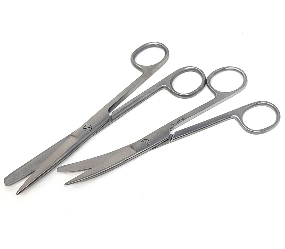 Operating Scissors 6.5" Sharp/Blunt Blades - Straight + Curved Shears - 2Pcs Set