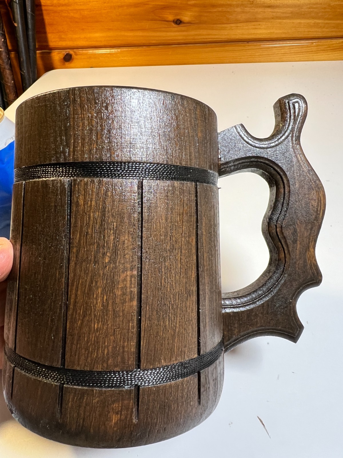 Medieval Wooden Wood Tankard Mug Cup Stein D&D Tavern LARP Stainless Steel DnD