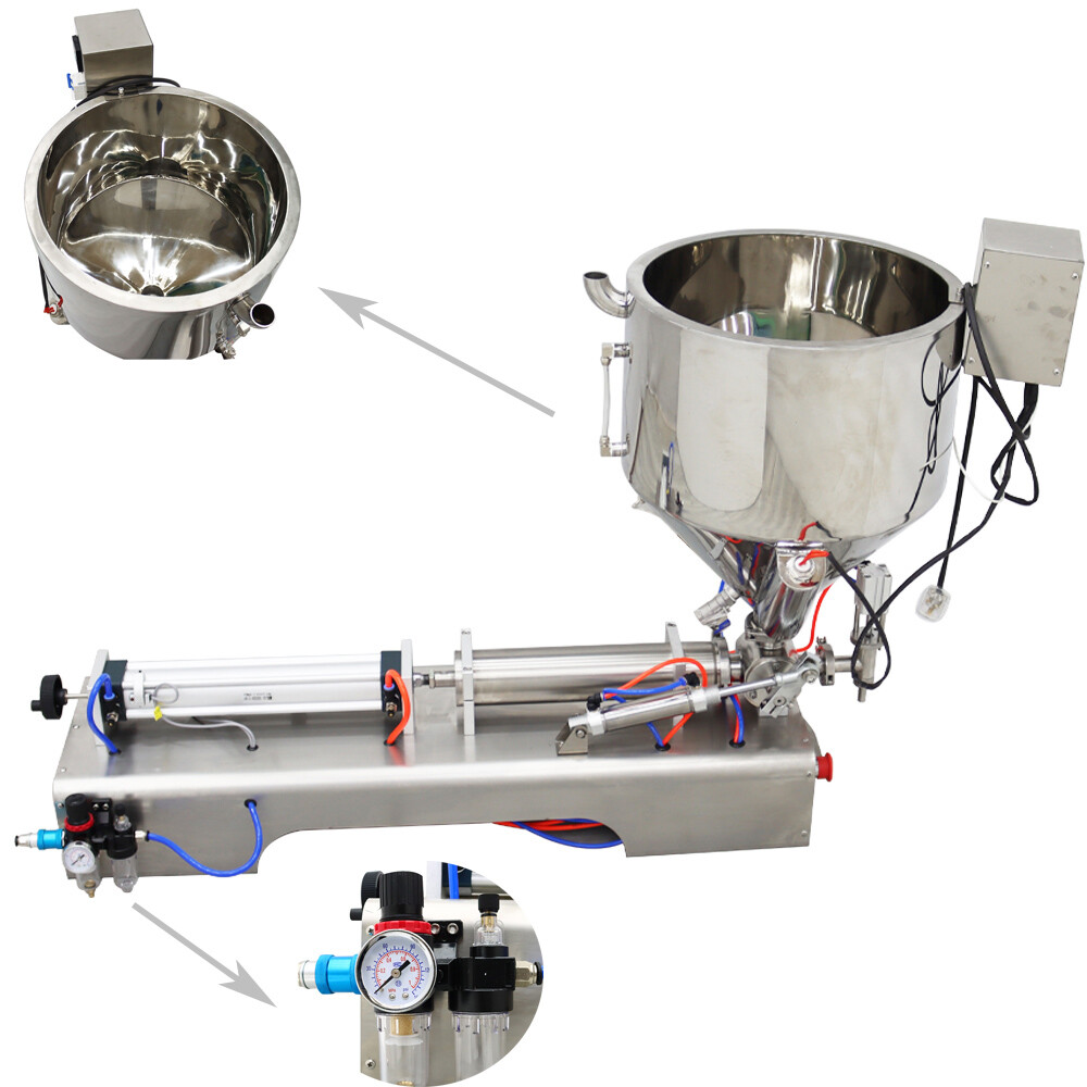 110V 100-1000ml 1 Nozzle Pneumatic Paste Liquid Filling Machine Heating Function